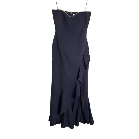 Likely Dresses & Skirts - Likely SHANNON GOWN Asymmetrical Hem Ruffle Dress in Navy NWT Size 6